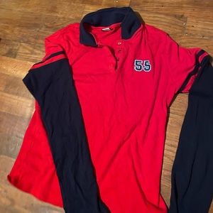 Red and Navy Y2K baby tee